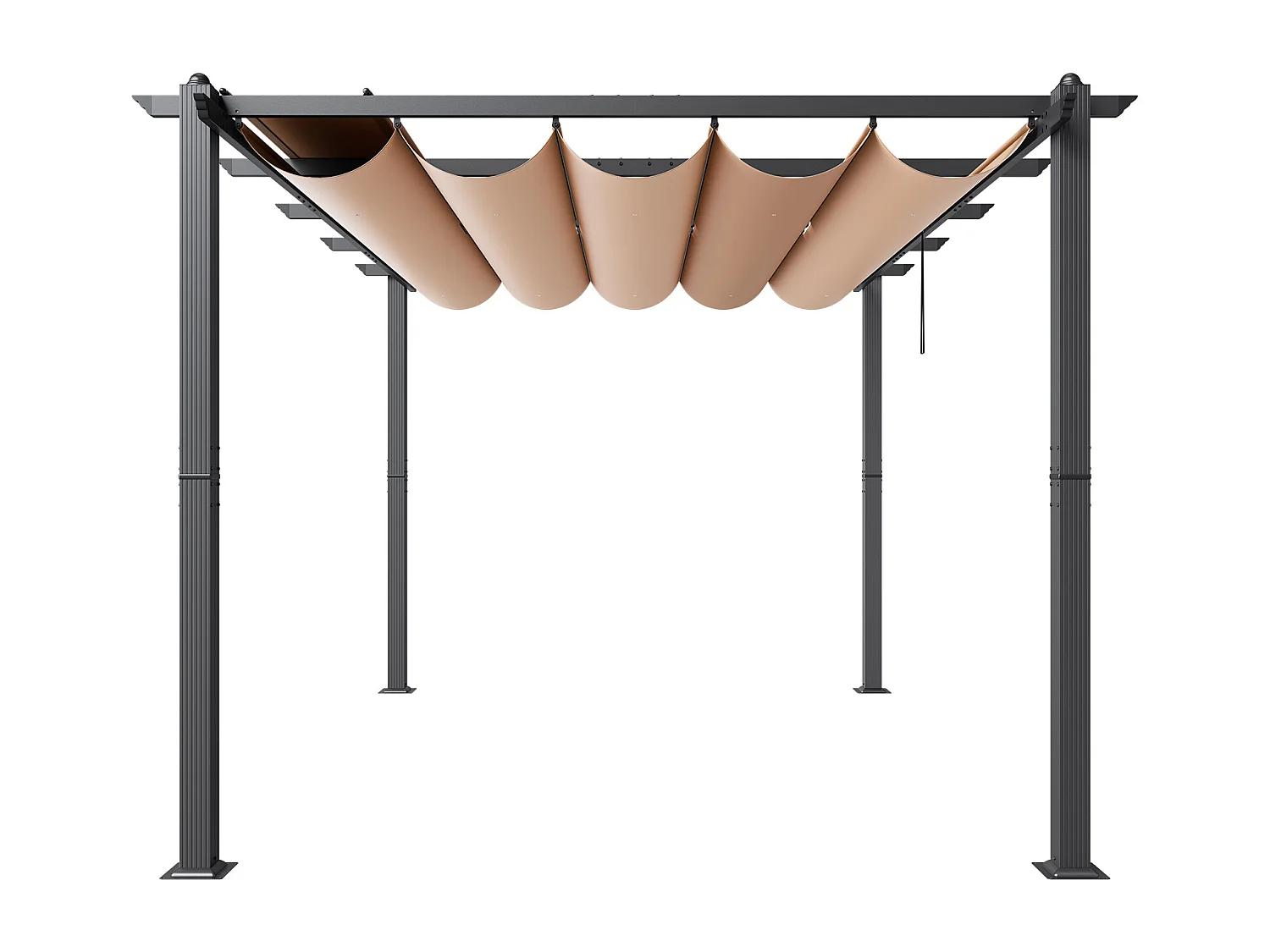 Pérgola Retractil Exterior SucceBuy, 305 x 396 cm, en Aluminio Beige, para Patio, Jardín