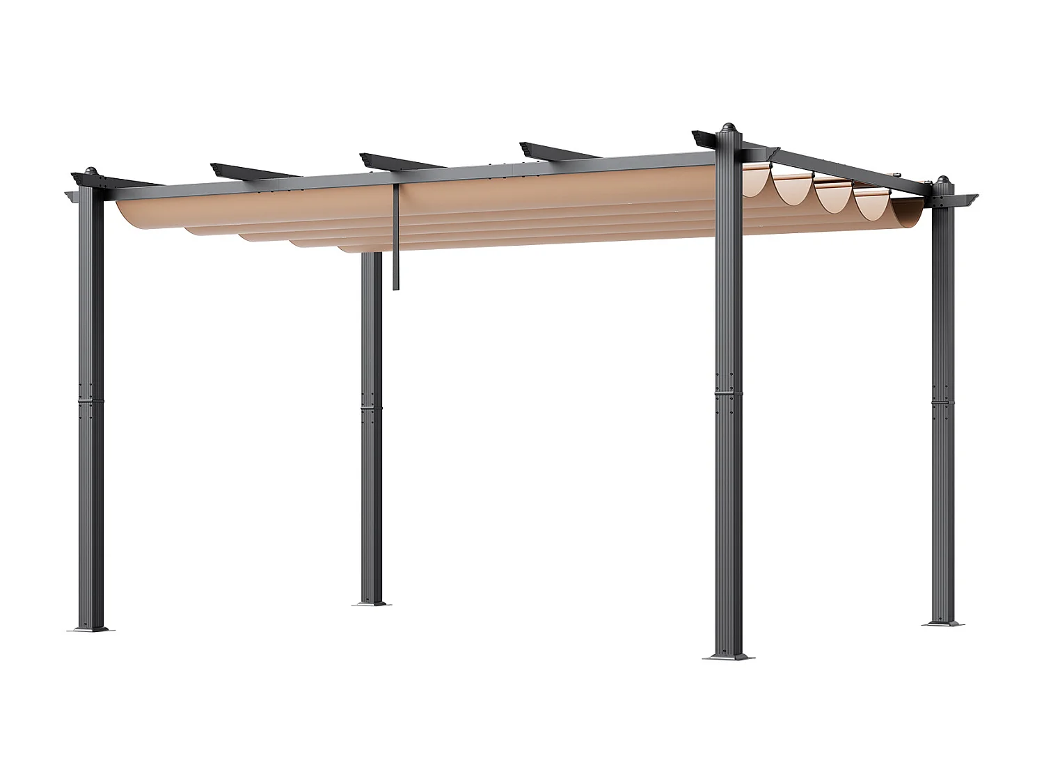 Pérgola Retractil Exterior SucceBuy, 305 x 396 cm, en Aluminio Beige, para Patio, Jardín