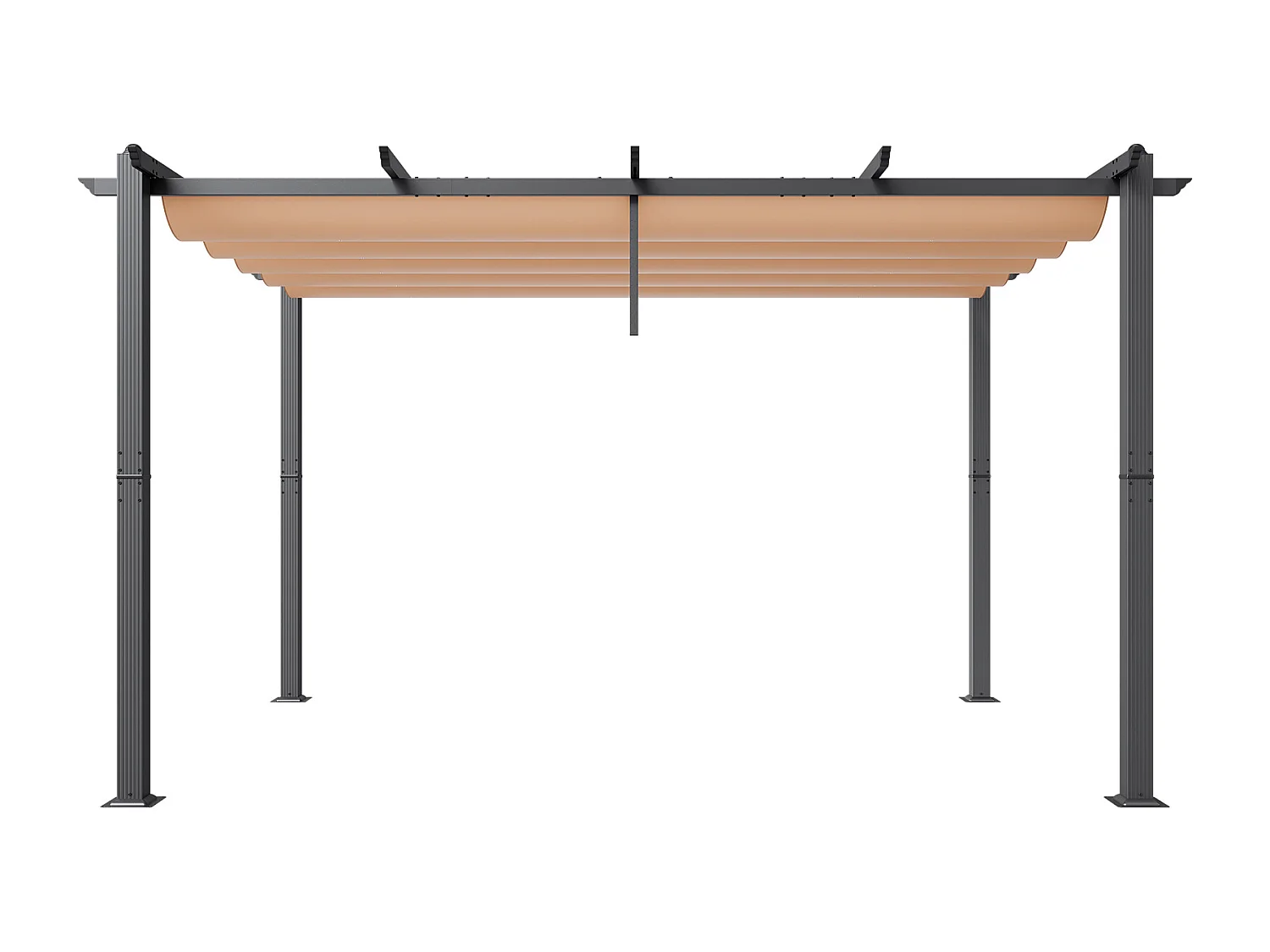 Pérgola Retractil Exterior SucceBuy, 305 x 396 cm, en Aluminio Beige, para Patio, Jardín