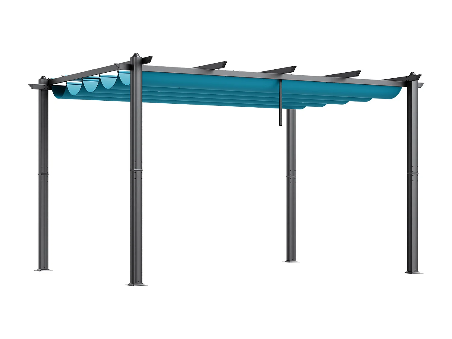 Pergola Rétractable Extérieure SucceBuy, 305 x 396 cm, Bule, en Aluminium, pour Patio, Jardin