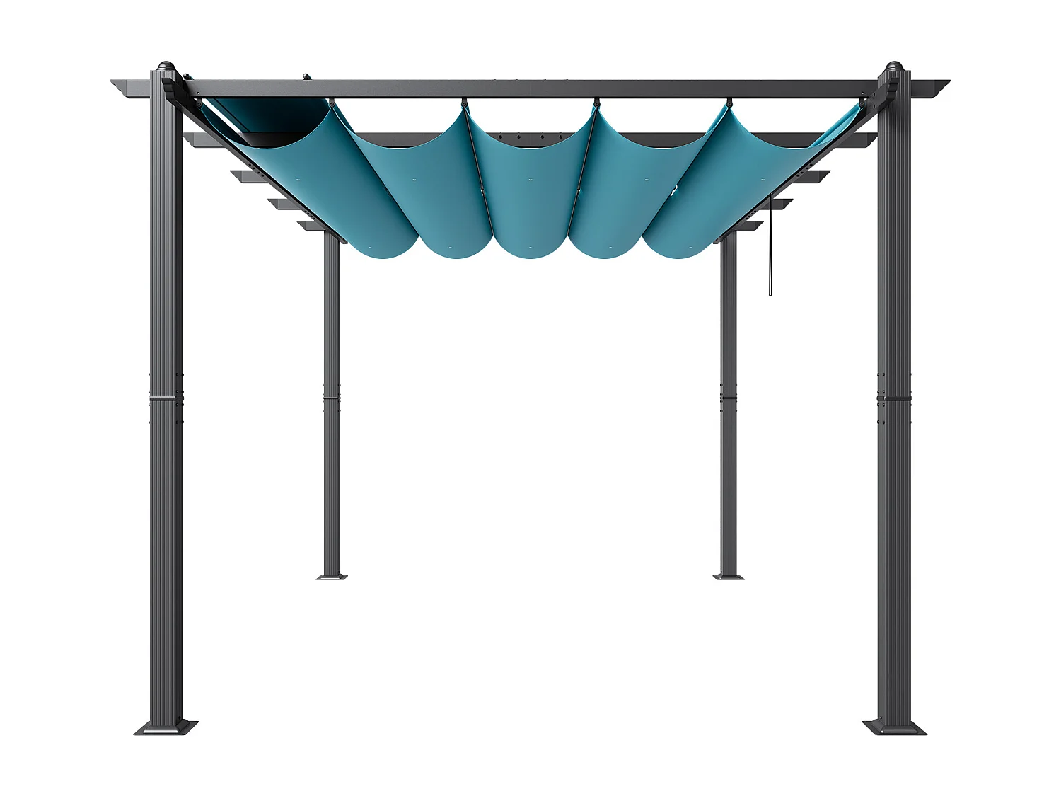 Pergola Rétractable Extérieure SucceBuy, 305 x 396 cm, Bule, en Aluminium, pour Patio, Jardin
