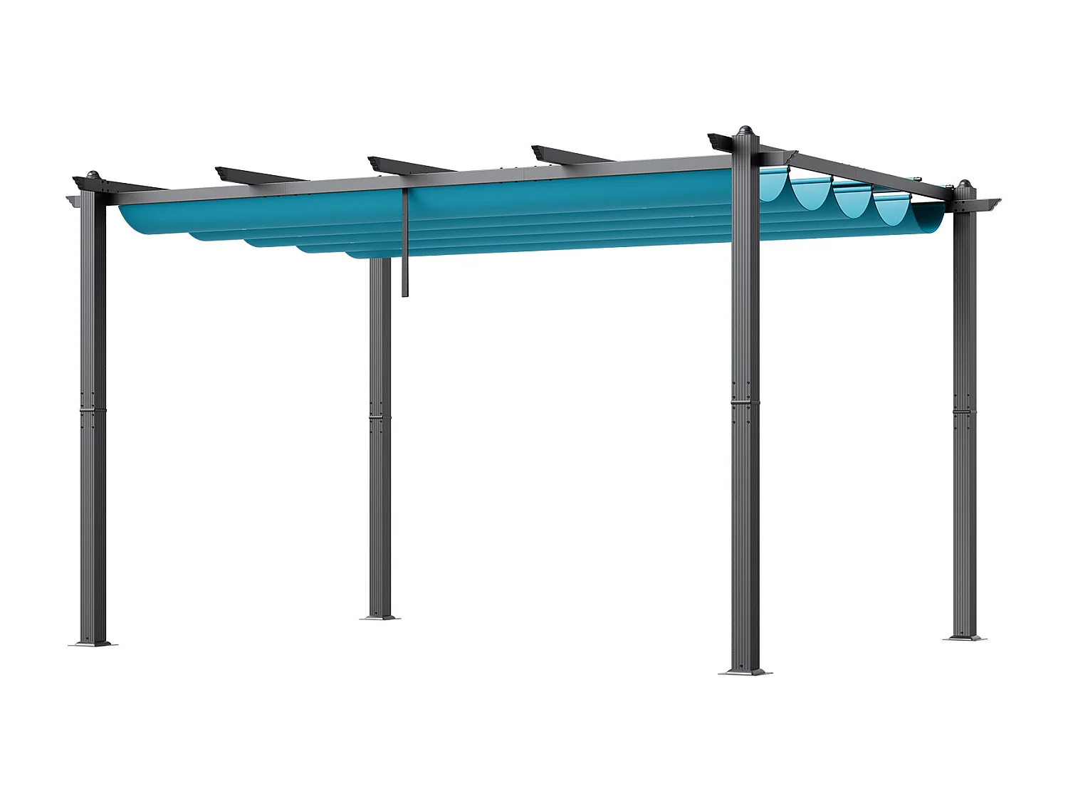 Pergola Rétractable Extérieure SucceBuy, 305 x 396 cm, Bule, en Aluminium, pour Patio, Jardin