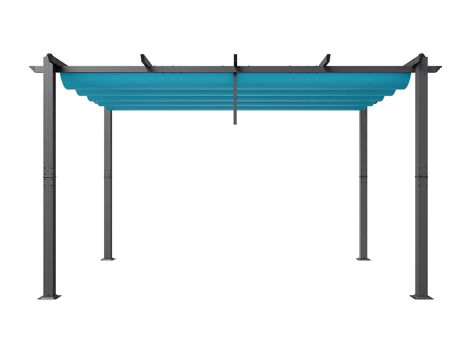 Pergola Rétractable Extérieure SucceBuy, 305 x 396 cm, Bule, en Aluminium, pour Patio, Jardin