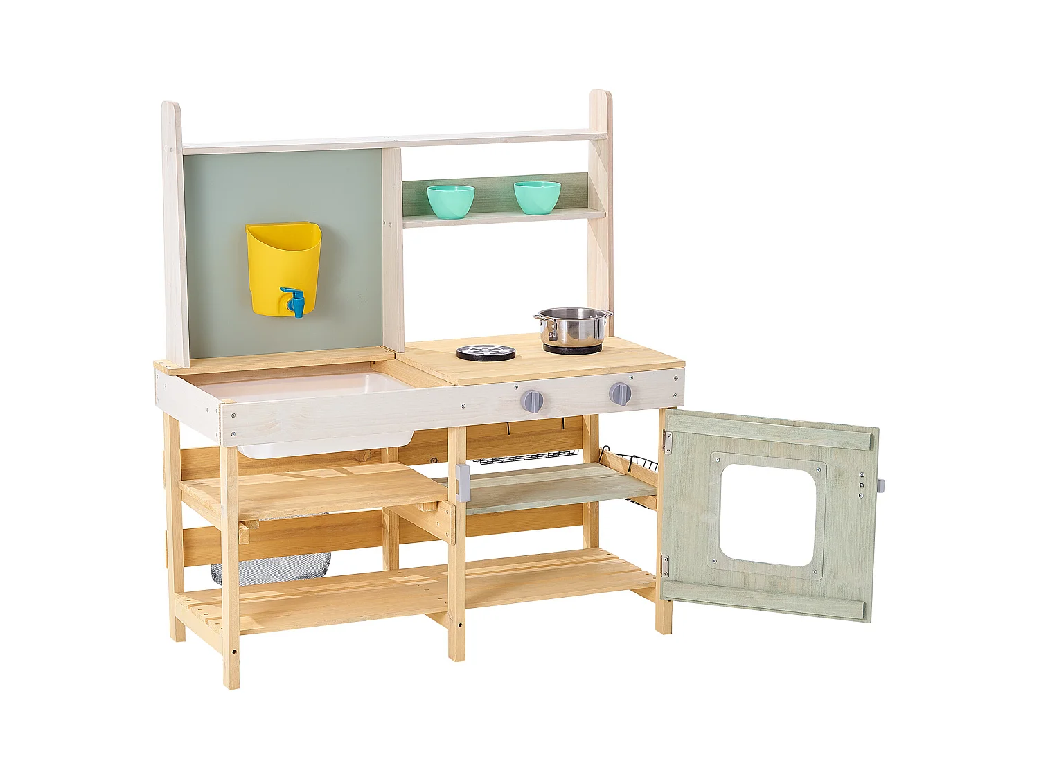 Cucina per Bambini, SucceBuy Cucina in Legno, Set da Cucina per Bambini all'Aperto, Giocattolo per Giochi di Finzione