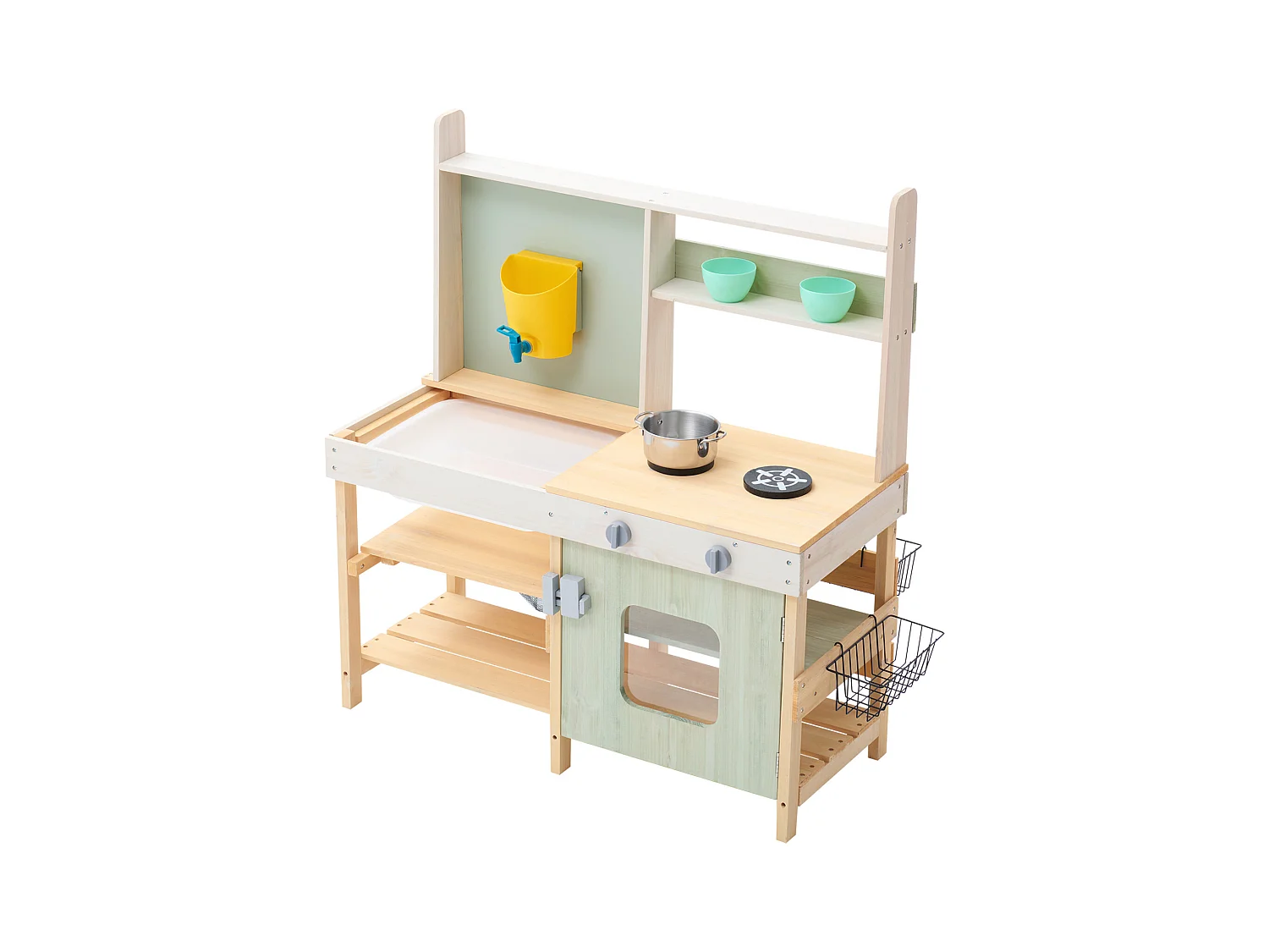 Kinderküche, SucceBuy Matschküche aus Holz, Spielküchen-Set für Draußen, Rollenspiel-Spielzeug