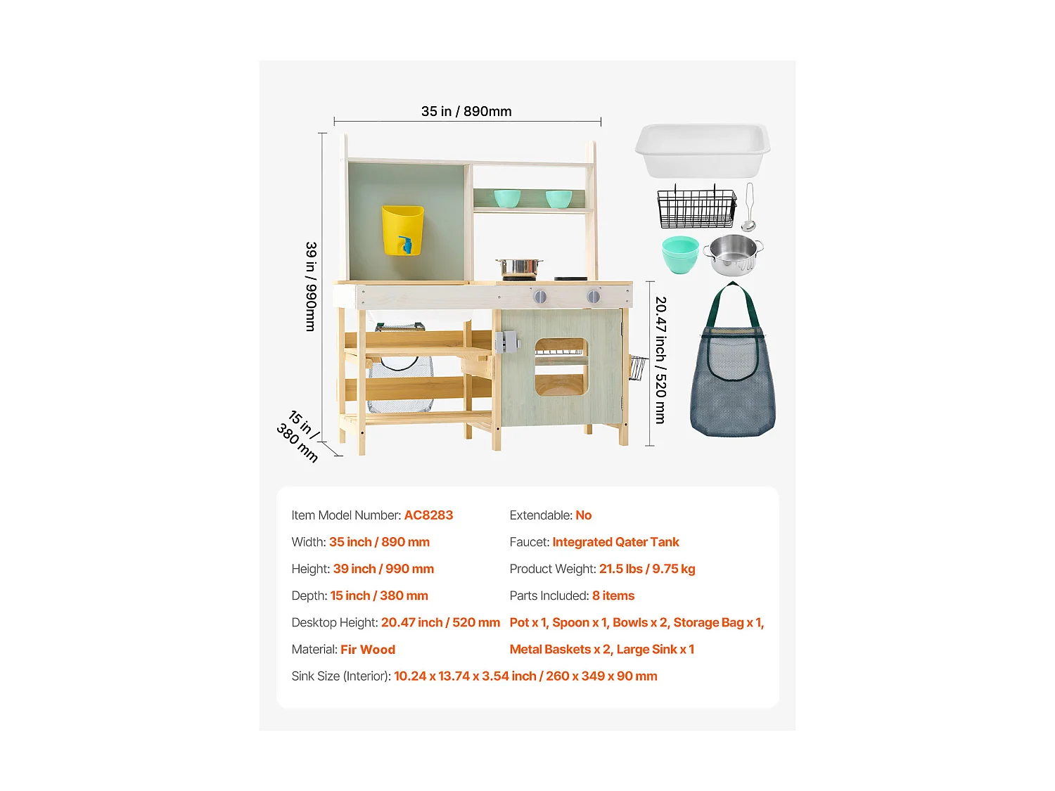 Cuisine pour Enfants, SucceBuy Cuisine en Bois de Boue, Ensemble de Cuisine de Jeu d'Extérieur pour Enfants, Jouet de Jeu de Simulation