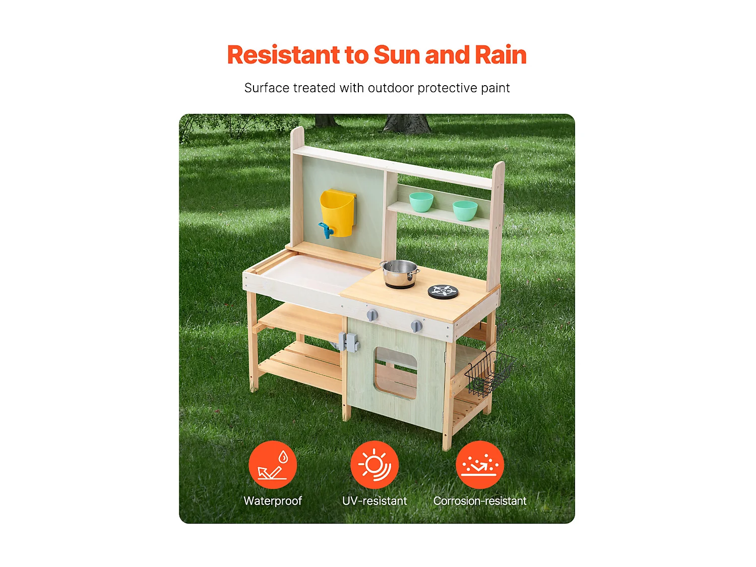 Cuisine pour Enfants, SucceBuy Cuisine en Bois de Boue, Ensemble de Cuisine de Jeu d'Extérieur pour Enfants, Jouet de Jeu de Simulation