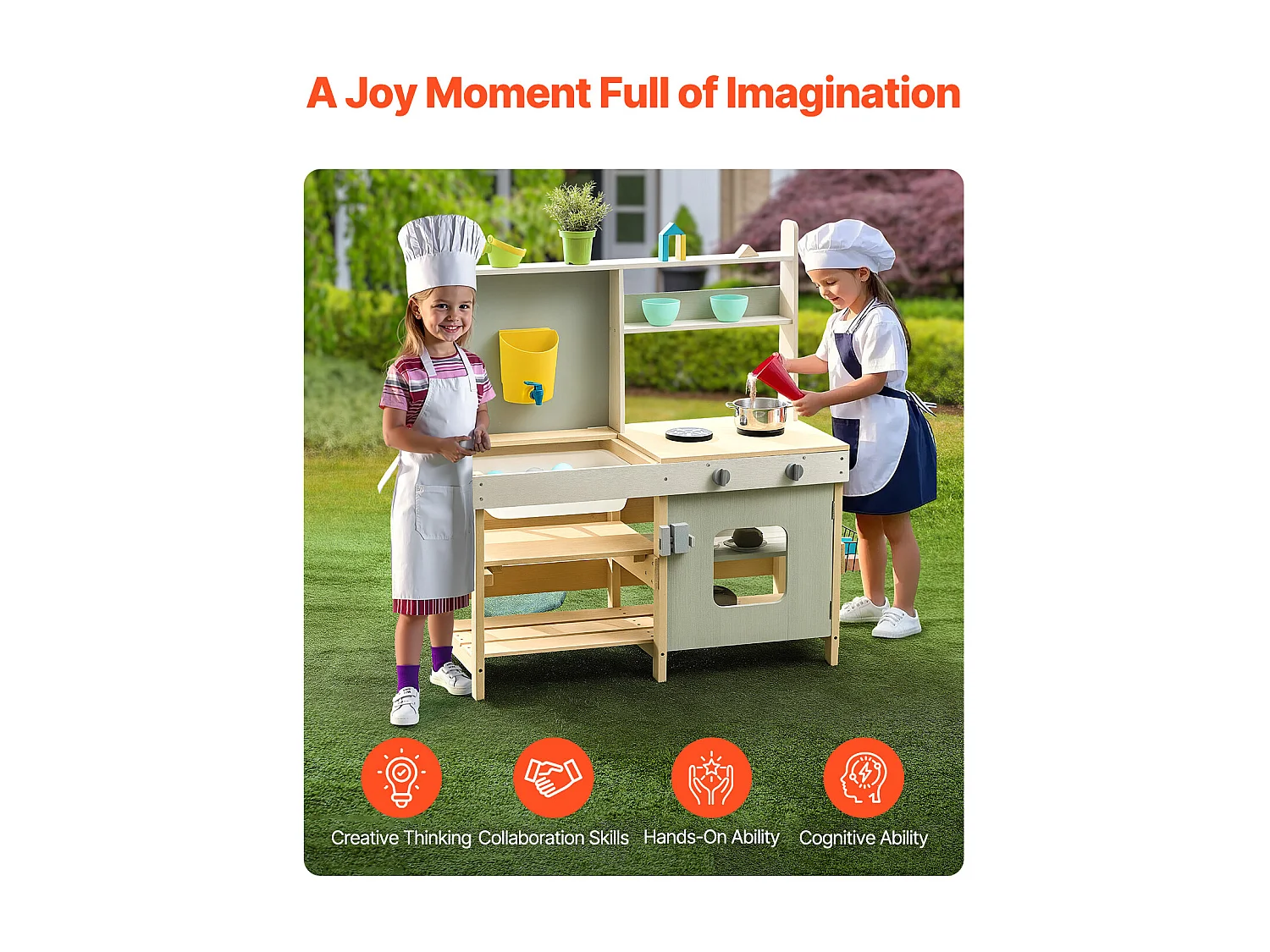 Cuisine pour Enfants, SucceBuy Cuisine en Bois de Boue, Ensemble de Cuisine de Jeu d'Extérieur pour Enfants, Jouet de Jeu de Simulation