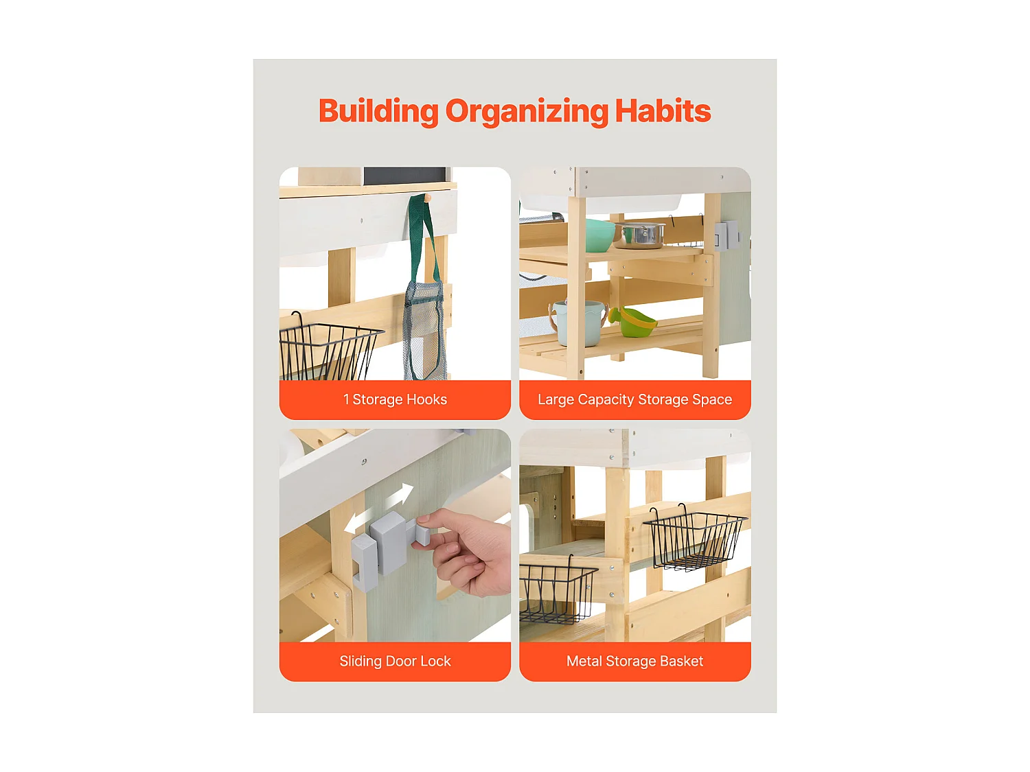 Cuisine pour Enfants, SucceBuy Cuisine en Bois de Boue, Ensemble de Cuisine de Jeu d'Extérieur pour Enfants, Jouet de Jeu de Simulation