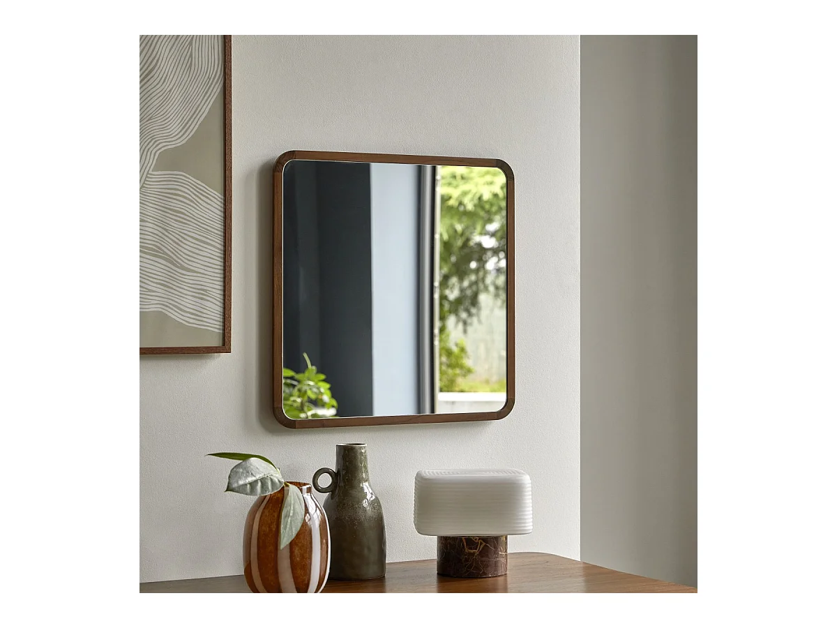 Specchio quadrato in legno massello di teak East da 60 x 60