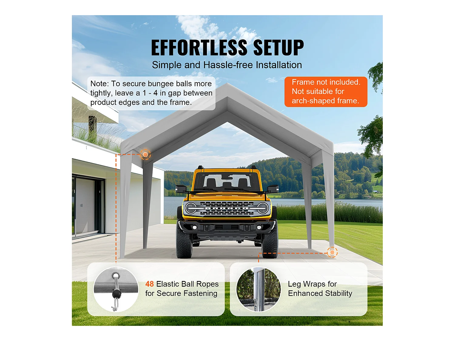 Toile D'Avent SucceBuy de Rechange pour Abri D'Auto/Carport , 366 x 610 cm, Gris