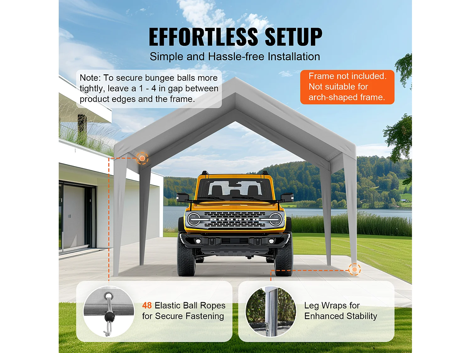 Toile D'Avent SucceBuy de Rechange pour Abri D'Auto/Carport , 366 x 610 cm, Gris