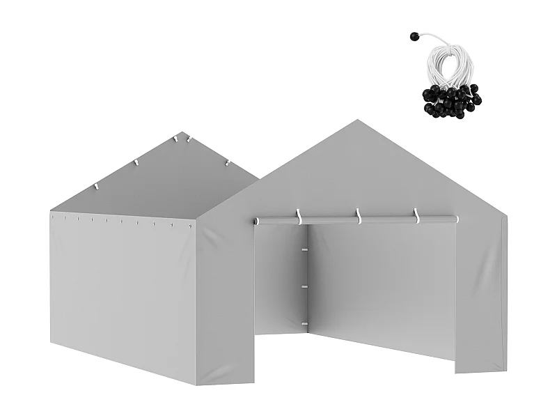 Ersatzplane SucceBuy für Carport,  396 x 610 cm, mit Seitenwand, Grau, Robuste Plane für Garagenüberdachungen, Wasserdicht und UV-Beständig