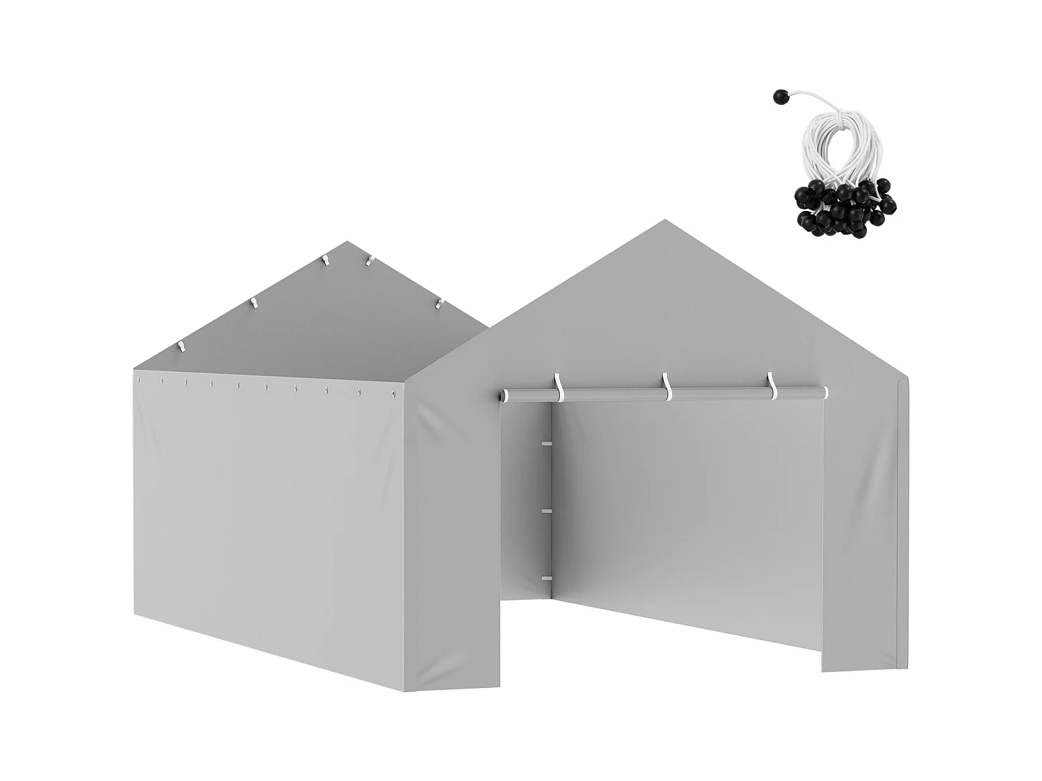 Toile D'Avent SucceBuy de Rechange pour Abri D'Auto/Carport, 366 x 610 cm, avec Paroi Latérale, Gris
