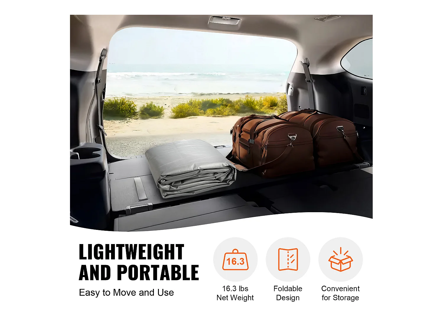 Toile D'Avent SucceBuy de Rechange pour Abri D'Auto/Carport, 366 x 610 cm, avec Paroi Latérale, Gris