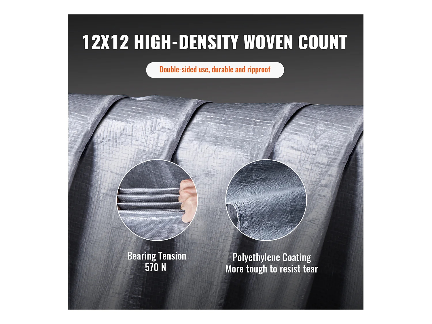 Bâche Imperméable  SucceBuy, 488 x 610 cm, 0,03 cm Revêtement en Polyéthylène Résistant aux UV