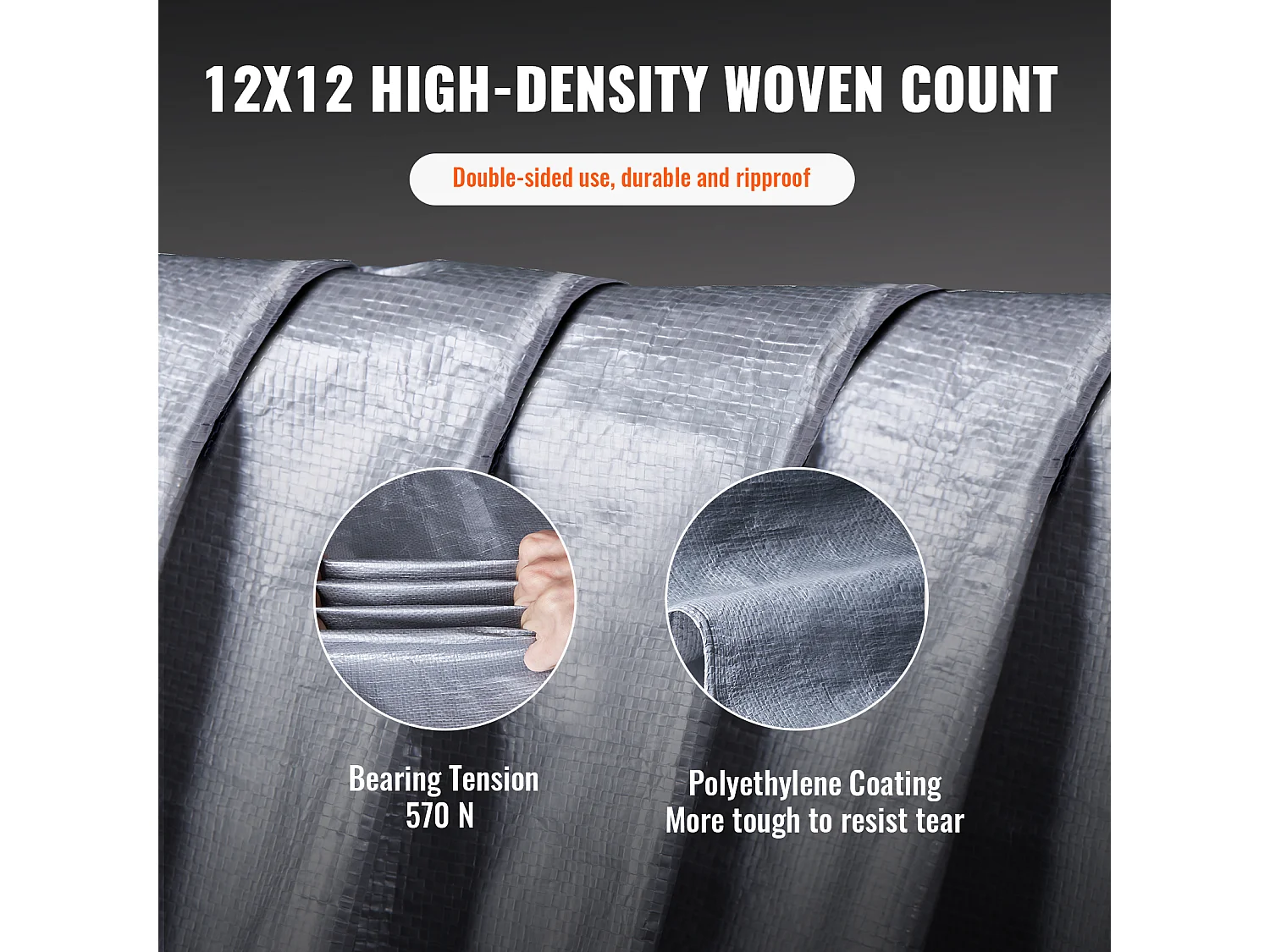 Bâche Imperméable  SucceBuy, 488 x 610 cm, 0,03 cm Revêtement en Polyéthylène Résistant aux UV