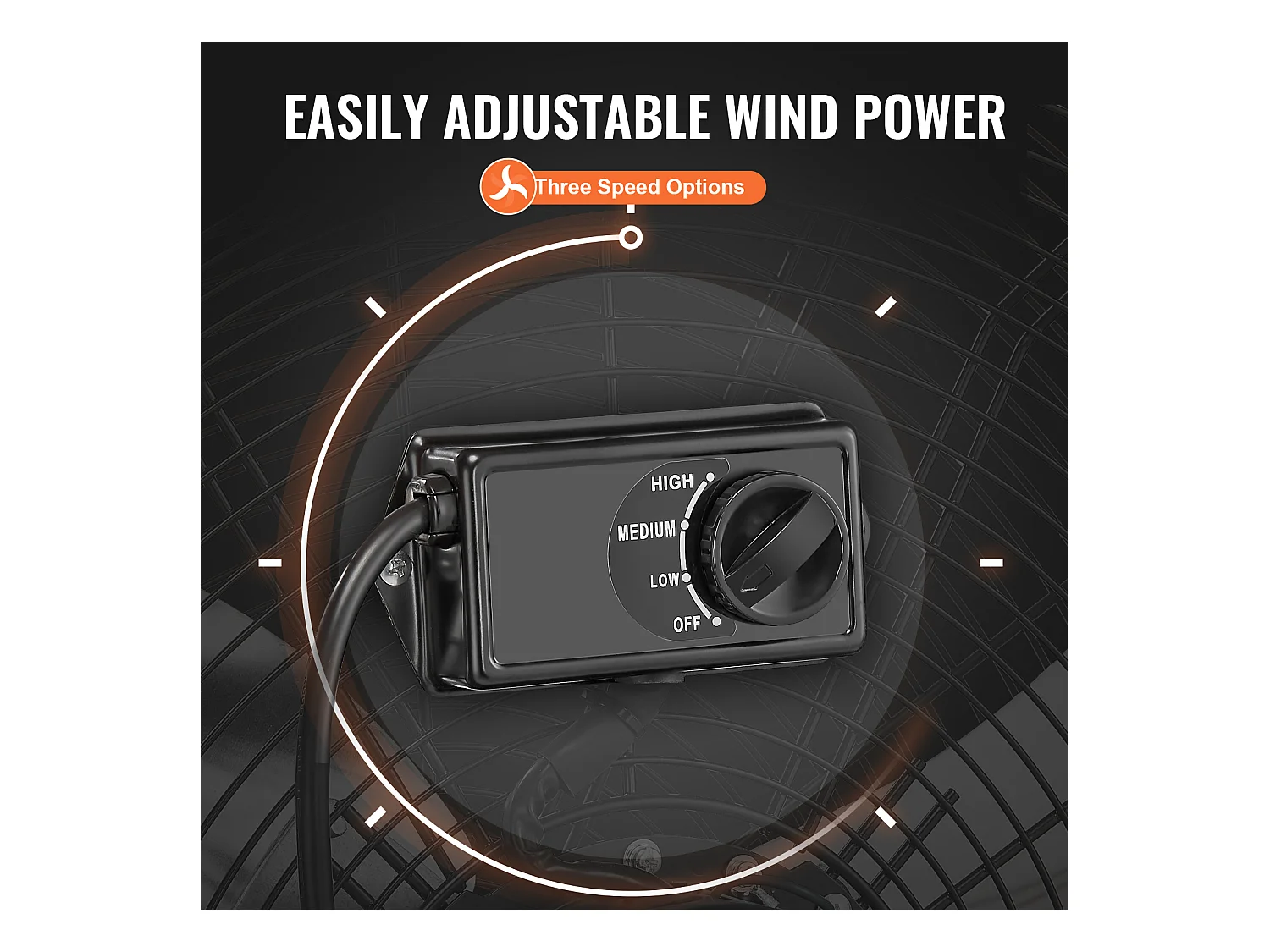 Ventilateur SucceBuy à Tambour, 61 cm Haute Vitesse, 3 Vitesses 8600CFM, Parfait pour une Utilisation Industrielle en Entrepôt