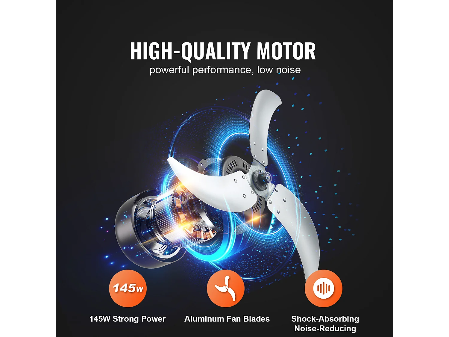 Ventilateur SucceBuy à Tambour, 61 cm Haute Vitesse, 3 Vitesses 8600CFM, Parfait pour une Utilisation Industrielle en Entrepôt