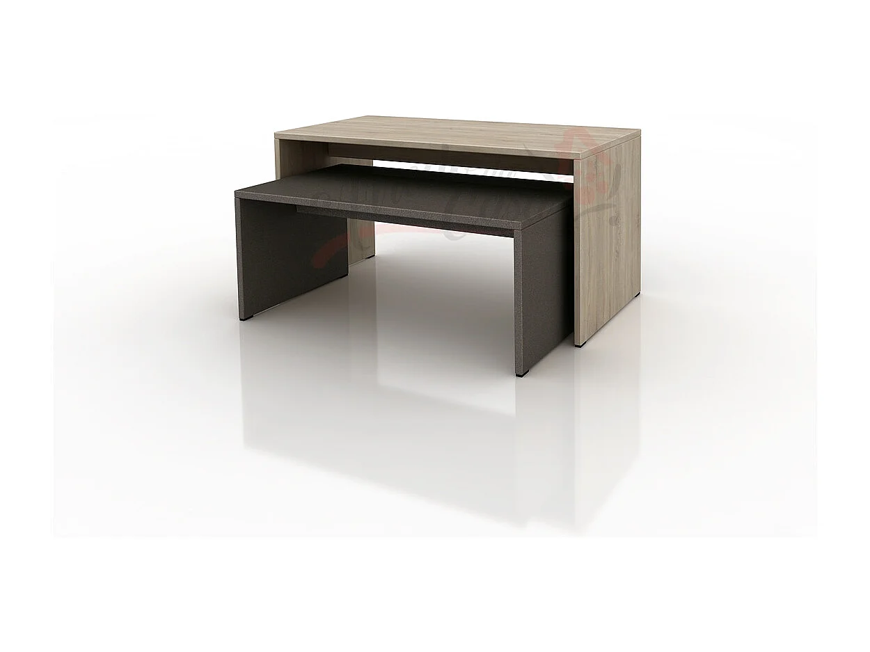 Tavolo da salotto doppio rettangolare TI6243 90x45 rovere chiaro e caffè