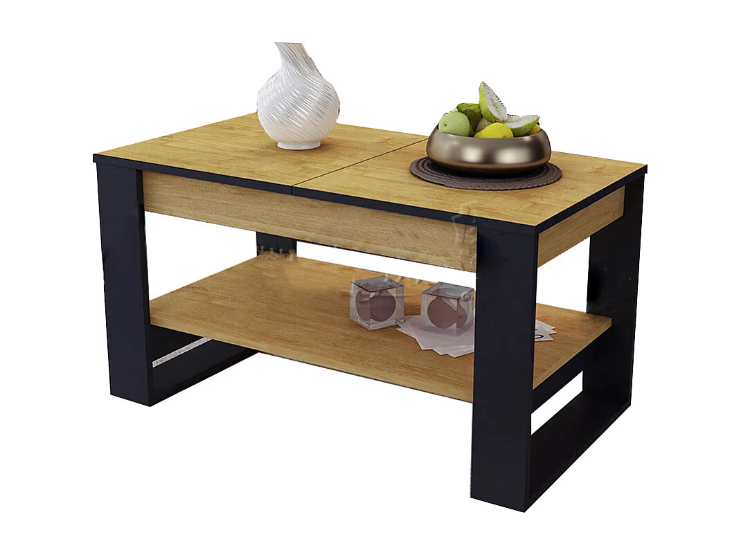 Tavolino da salotto allungabile quercia e nero 110x60 cm TU6