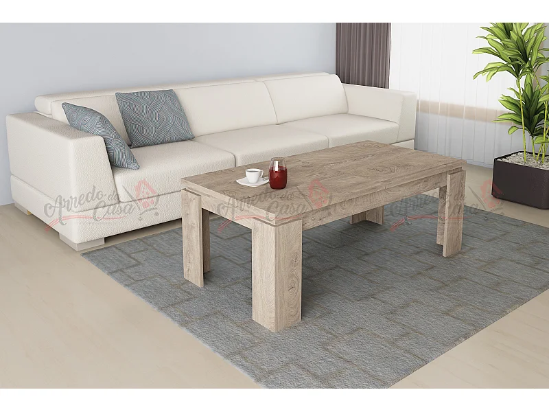 Tavolino da salotto allungabile design moderno effetto legno TG4 100x55 rovere naturale