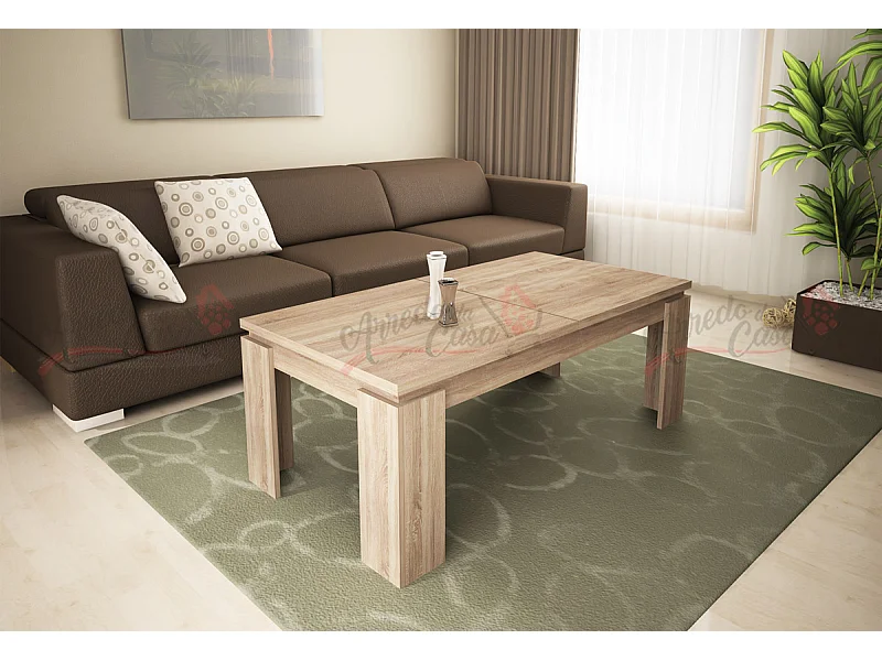 Tavolino da salotto allungabile design moderno effetto legno TG4 100x55 rovere chiaro