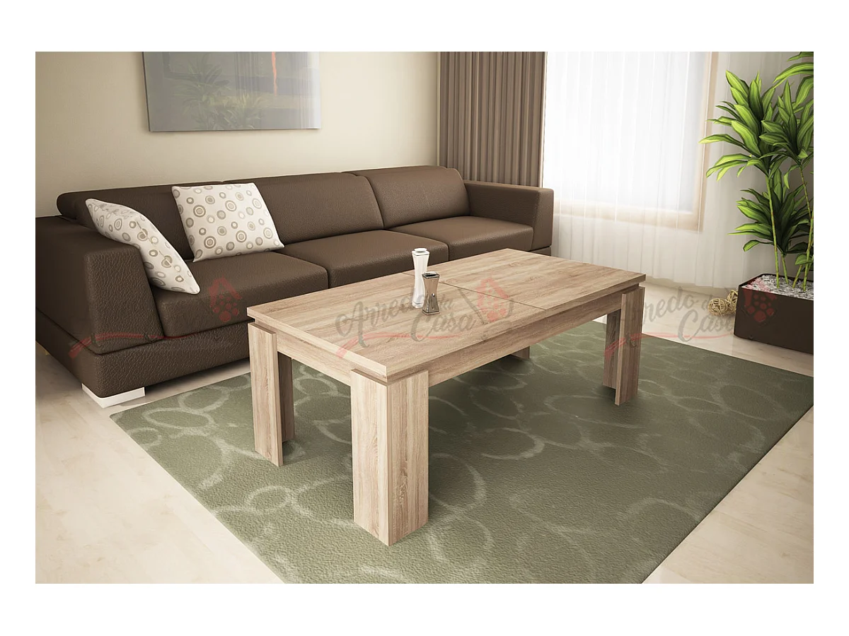 Tavolino da salotto allungabile design moderno effetto legno TG4 100x55 rovere chiaro