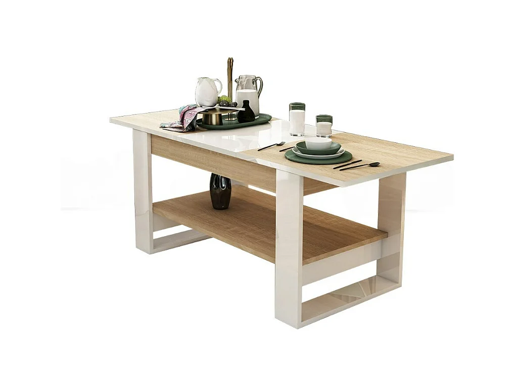 Tavolino allungabile bianco e rovere chiaro 110x60 cm TU6