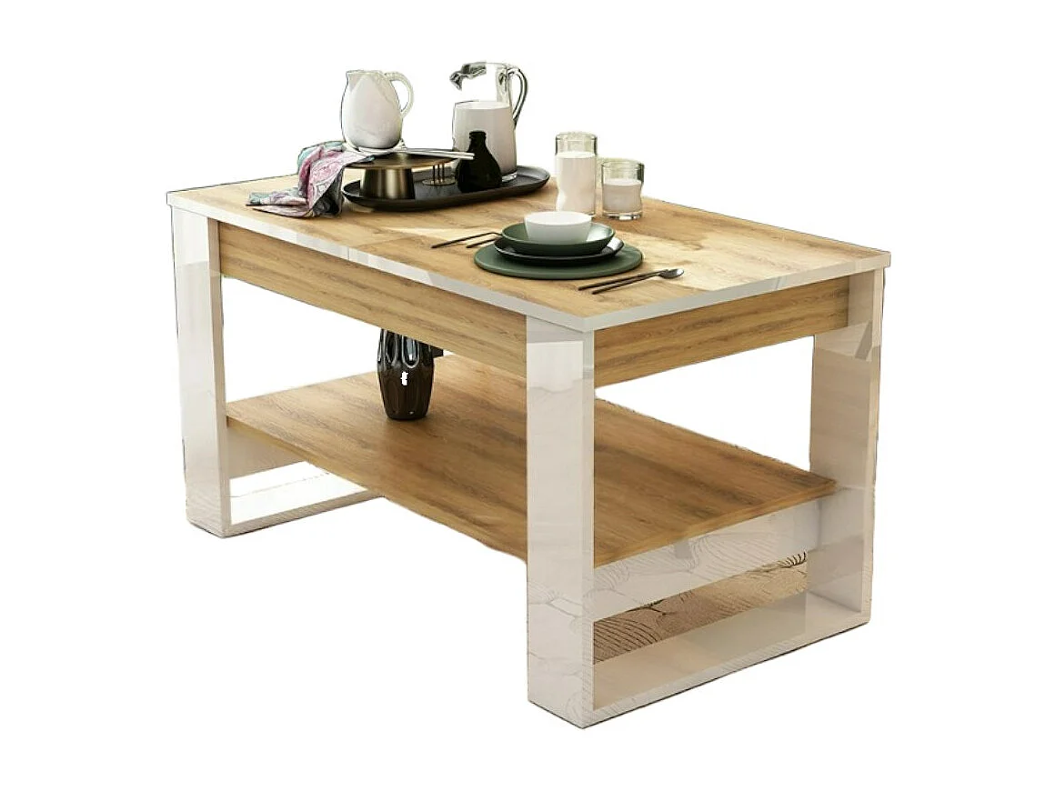 Tavolino allungabile bianco e rovere chiaro 110x60 cm TU6