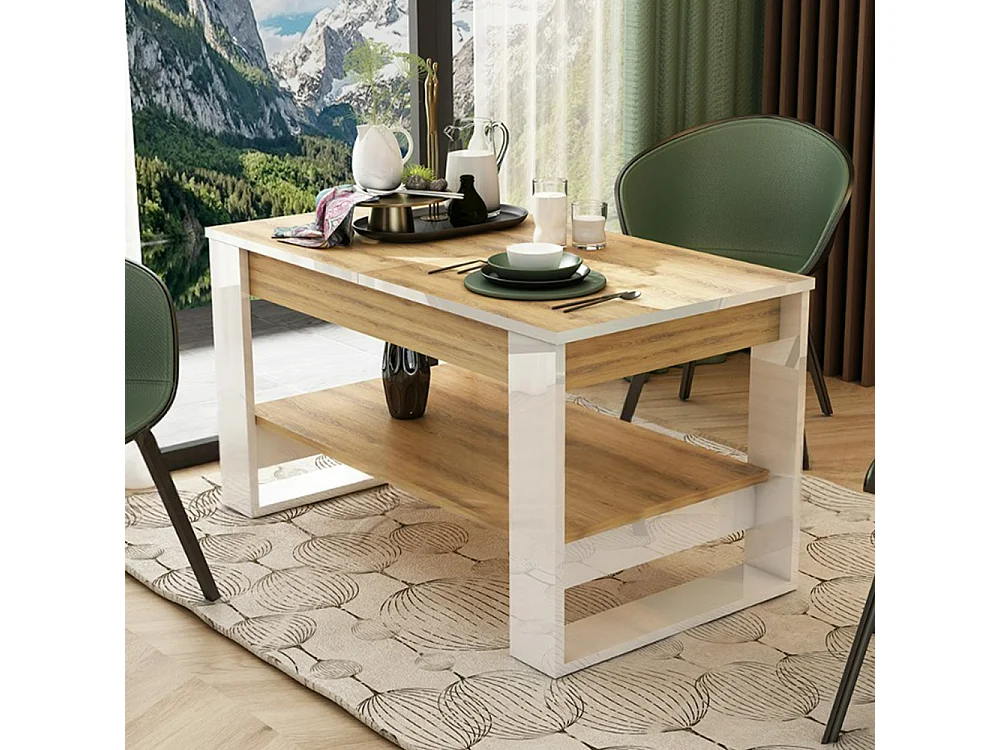 Tavolino allungabile bianco e rovere chiaro 110x60 cm TU6