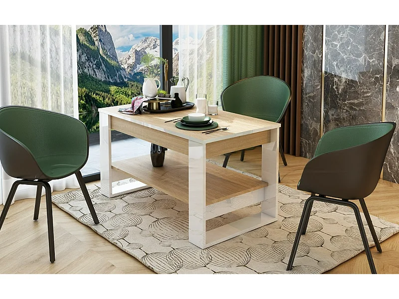 Tavolino allungabile bianco e rovere chiaro 110x60 cm TU6