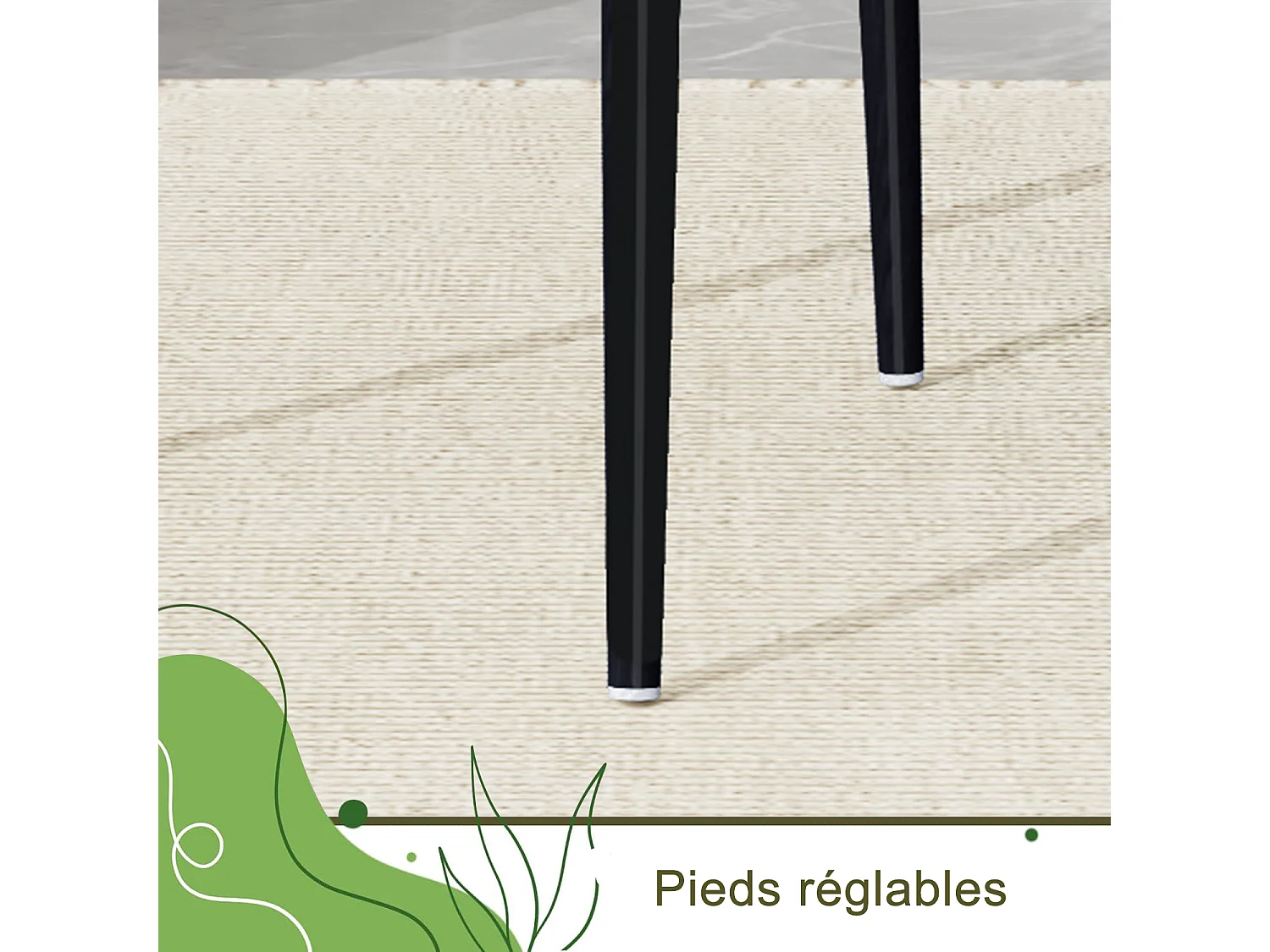 Lot de 2 chaises de salle à manger en rotin rembourrées sans accoudoirs avec pieds en métal, nior