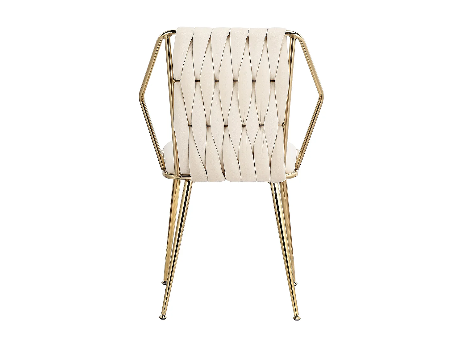 Lot de 2 chaises de salle à manger, fauteuils modernes en velours avec cadre en métal doré, beige