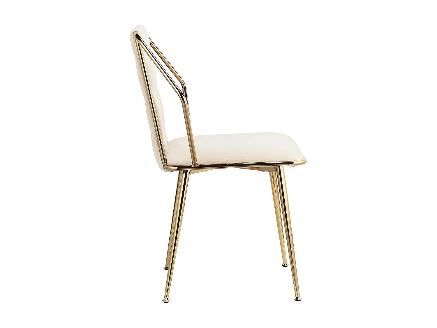 Lot de 2 chaises de salle à manger, fauteuils modernes en velours avec cadre en métal doré, beige