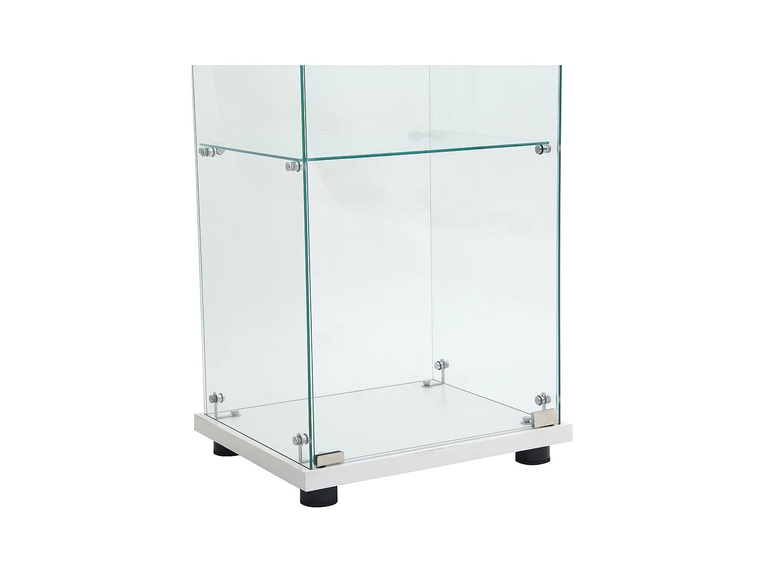 Vitrine com vidro, iluminação LED com 1 porta e 3 compartimentos, 125 x 40 x 36 cm, Branco