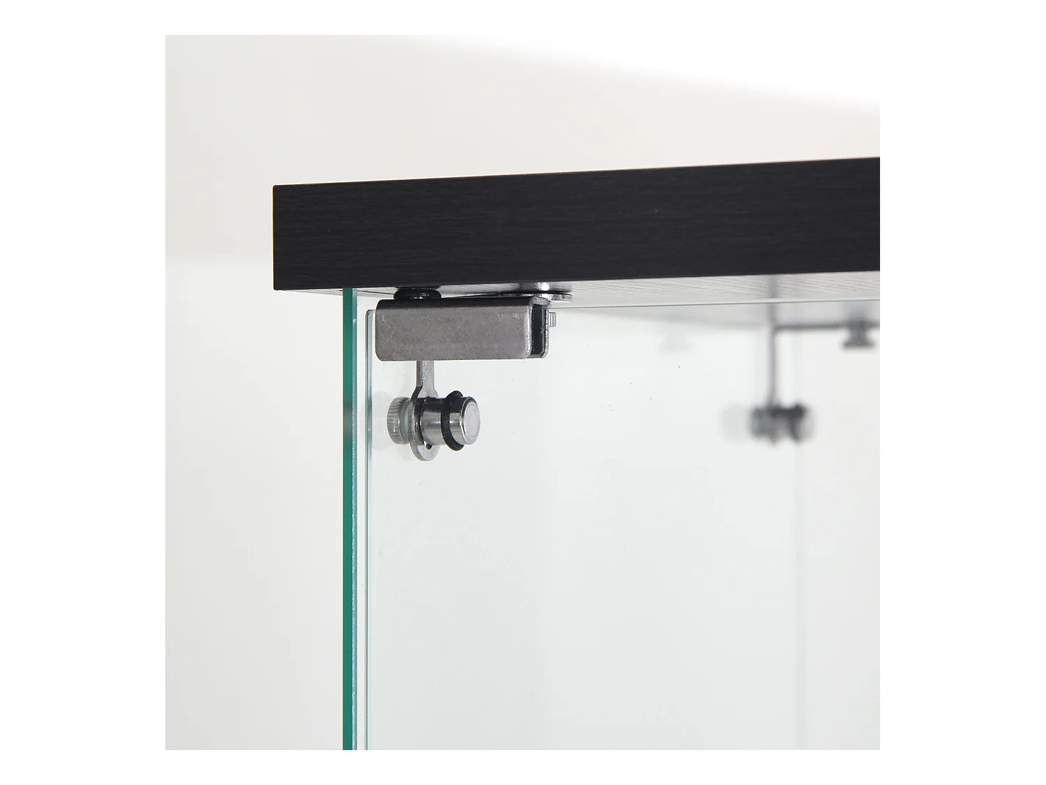 Vitrina con cristal, iluminación LED con 1 puerta y 3 compartimentos, 125 x 40 x 36 cm, color negro