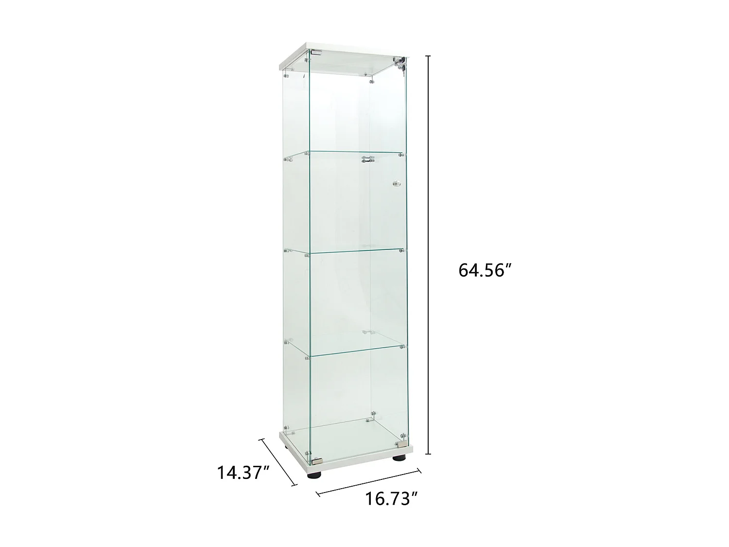 Vitrine de vidro de 4 camadas com LED, vitrine de vidro para sala de estar, vitrine de coleção, branca