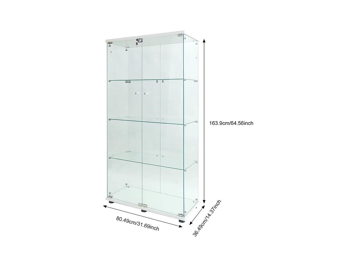 Armário de vidro moderno, armário de armazenamento de vidro para sala de estar, branco