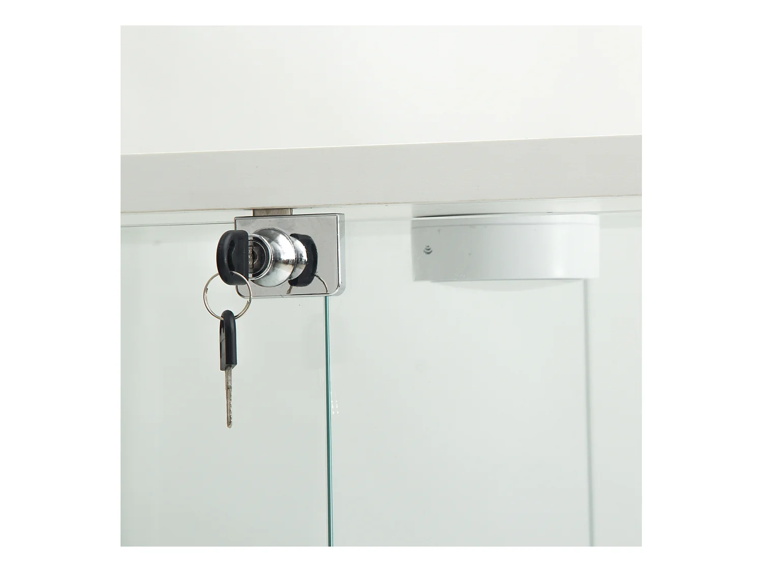 Armário de vidro moderno, armário de armazenamento de vidro para sala de estar, branco