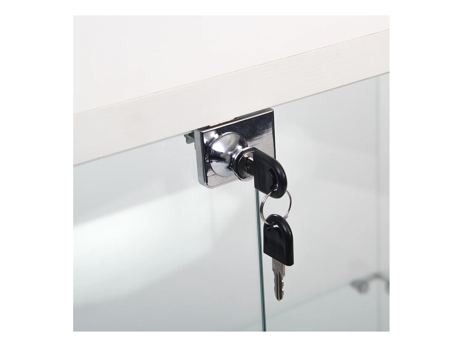 Vitrine en verre avec serrure, grande vitrine transparente pour objets de collection, livres, blanc