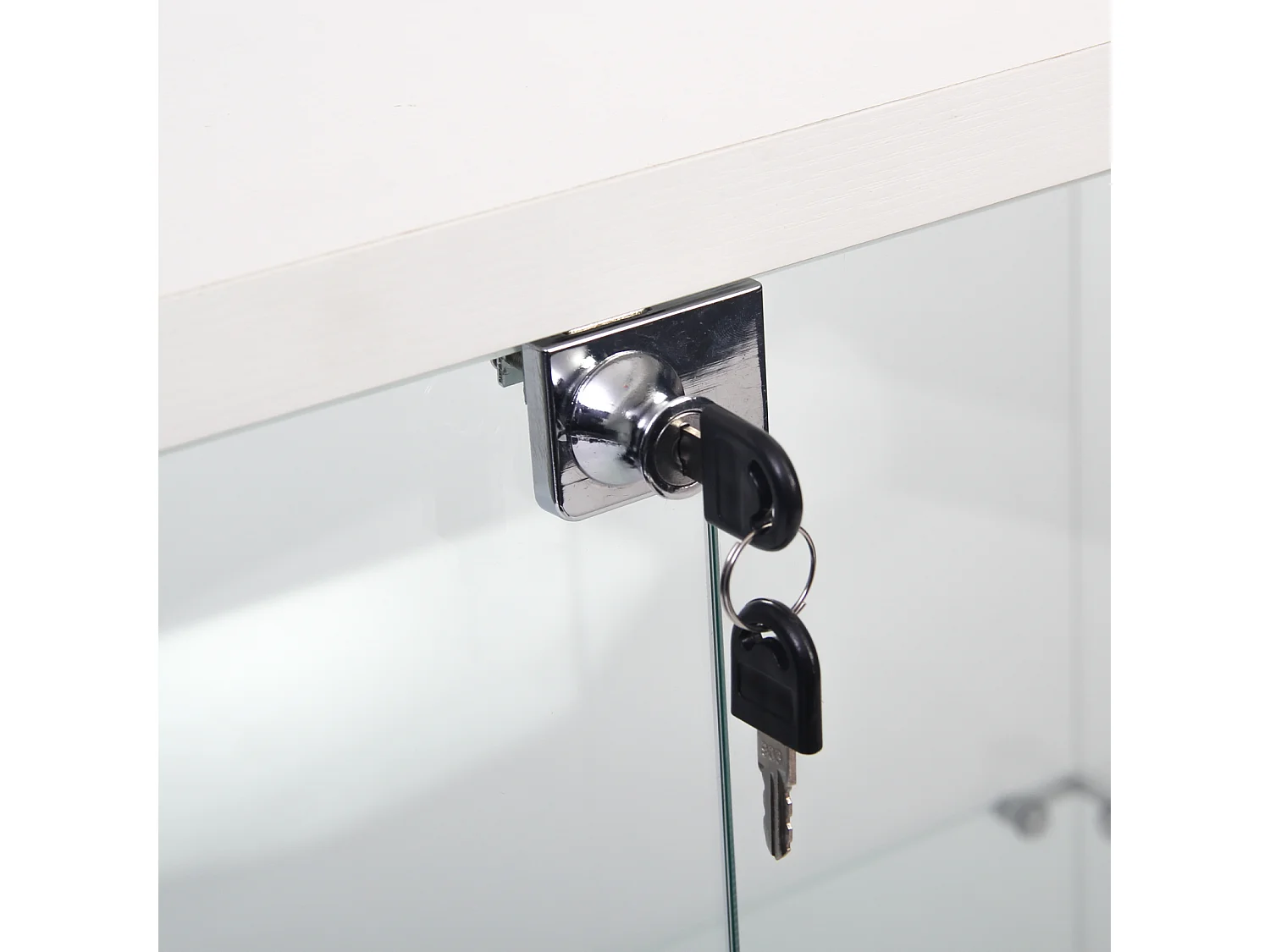 Vitrine en verre avec serrure, grande vitrine transparente pour objets de collection, livres, blanc