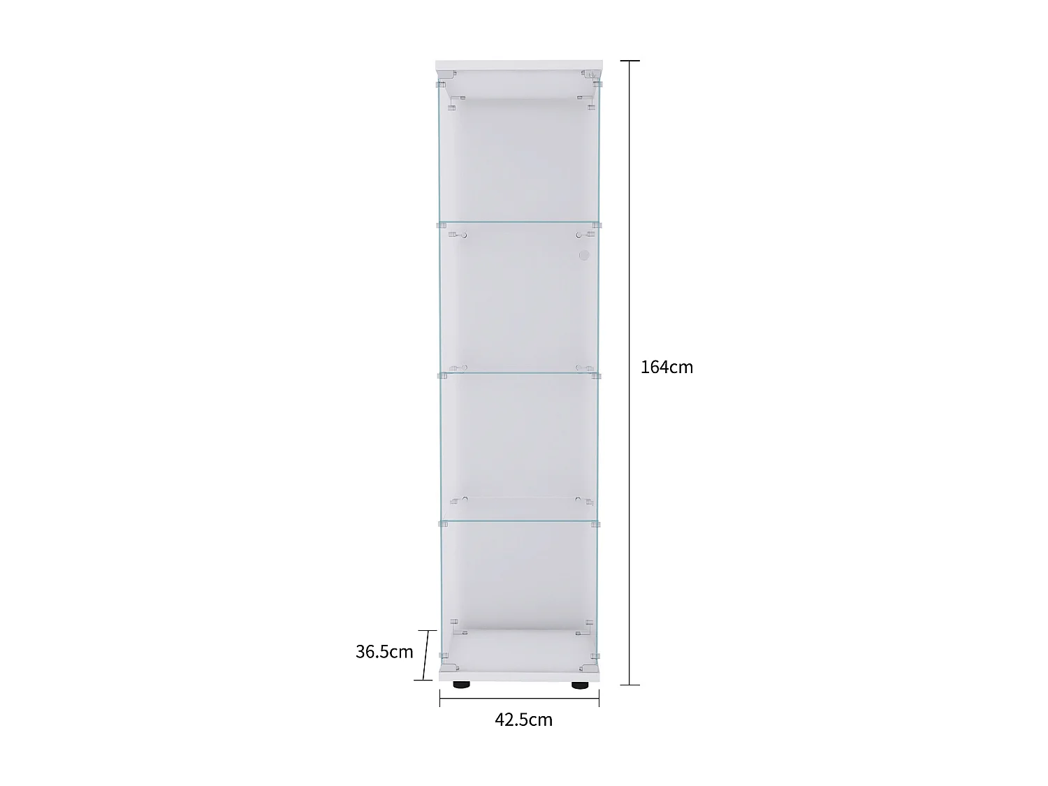 Vitrine à 4 niveaux, vitrine transparente for figurines, vitrine en verre trempé avec porte, blanc