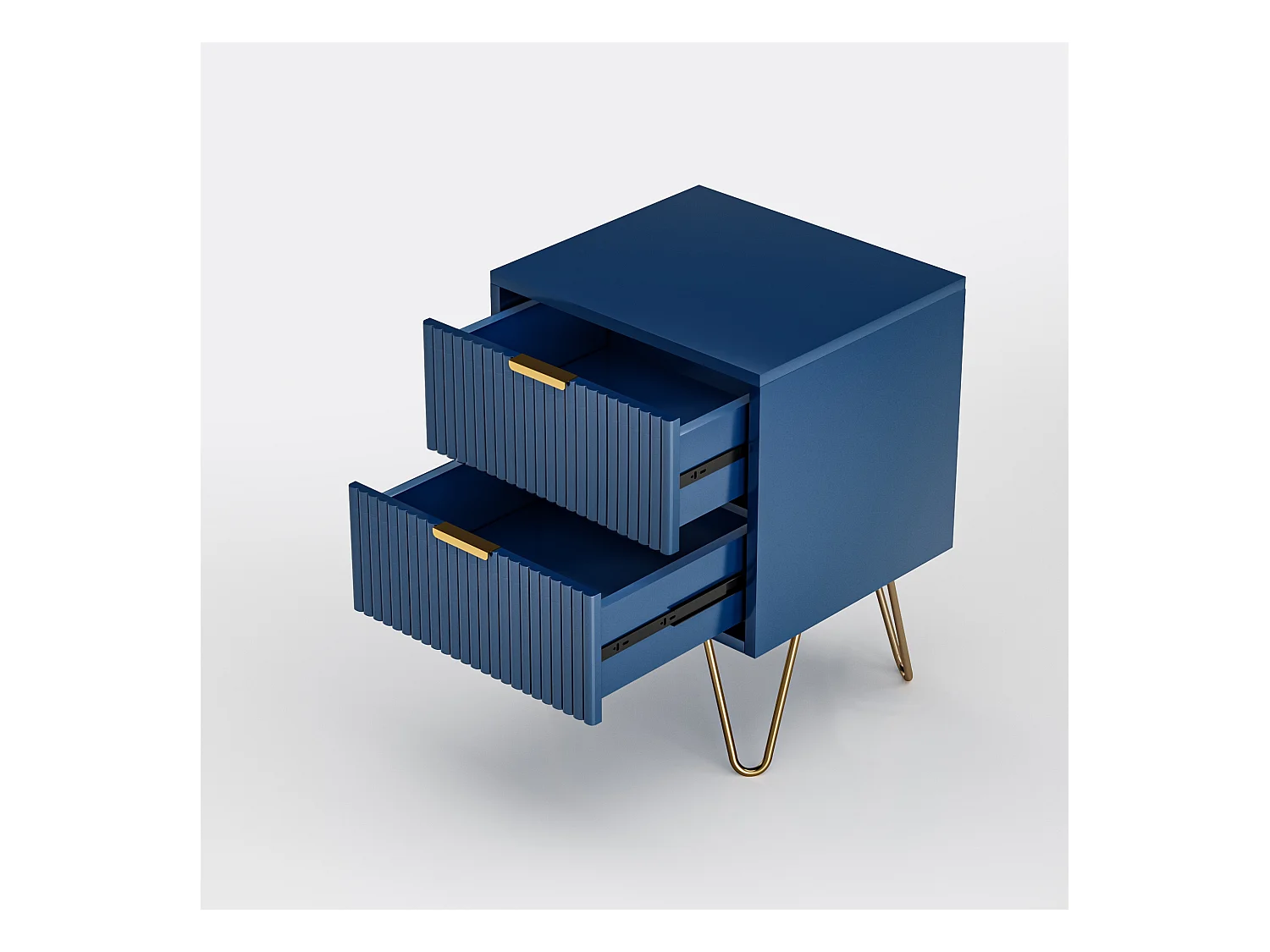 Commode à 2 tiroirs, Table de Chevet, Table d'appoint Moderne, Table de Nuit, 40 x 35 x 50 cm, Bleue