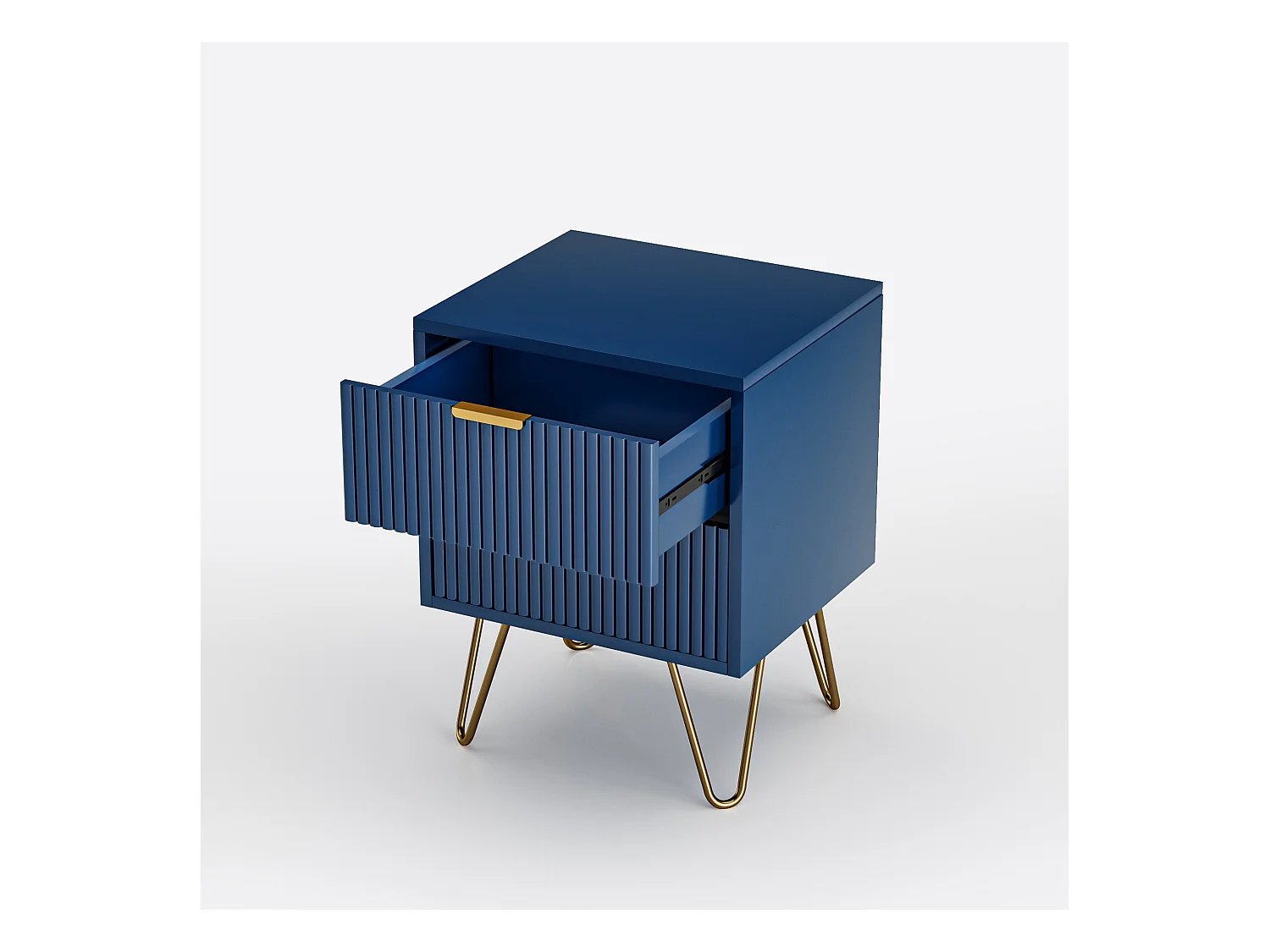 Commode à 2 tiroirs, Table de Chevet, Table d'appoint Moderne, Table de Nuit, 40 x 35 x 50 cm, Bleue