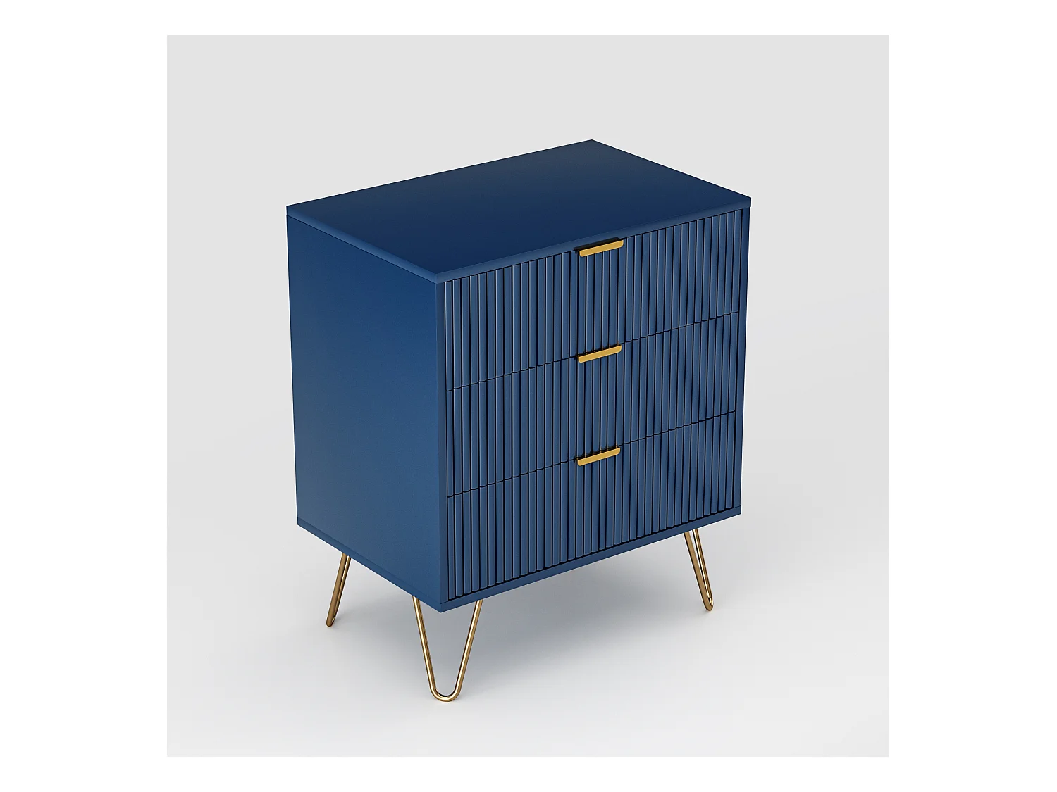Commode à 3 tiroirs, Table de Chevet, Table d'appoint Moderne, Table de Nuit, 60 x 40 x 70 cm, Bleue
