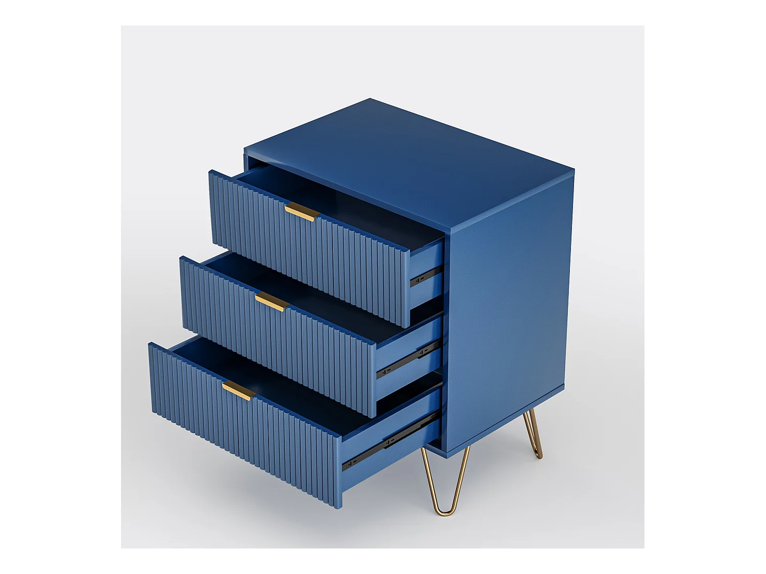 Commode à 3 tiroirs, Table de Chevet, Table d'appoint Moderne, Table de Nuit, 60 x 40 x 70 cm, Bleue