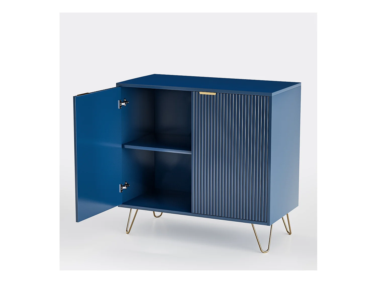 Cómoda de 2 puertas y estantería, aparador, mueble de cocina, dormitorio 80 x 40 x 78 cm, azul