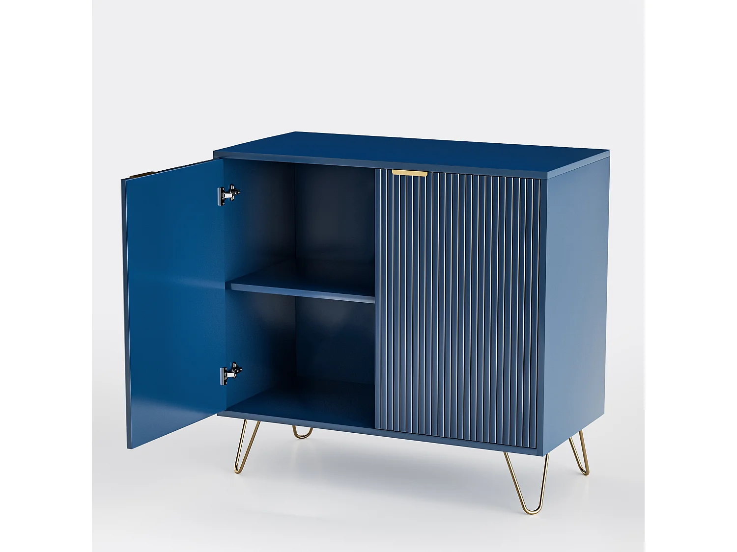 Cómoda de 2 puertas y estantería, aparador, mueble de cocina, dormitorio 80 x 40 x 78 cm, azul