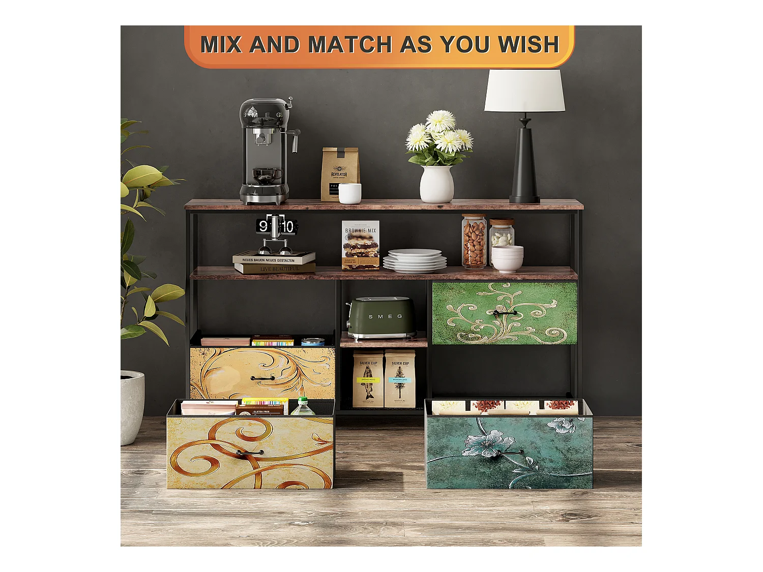 Móvel de TV LED baixo 137 x 30 x 77 cm, estrutura de metal sólido e madeira, móvel de TV, mesa de TV, multicolorido